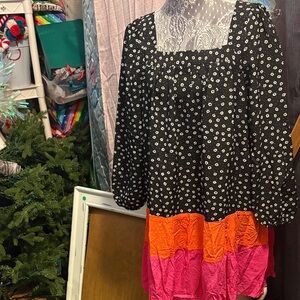 Stylish Black and Pink Floral Dress